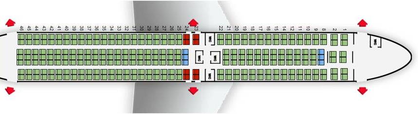 Stoelindeling Boeing 767-300 van ArkeFly.